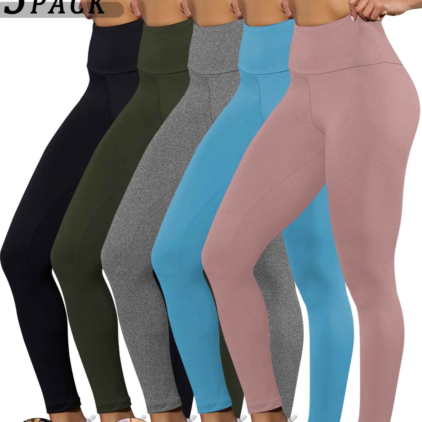 - Ensemble de 5 leggings taille haute Yoga & Fitness -