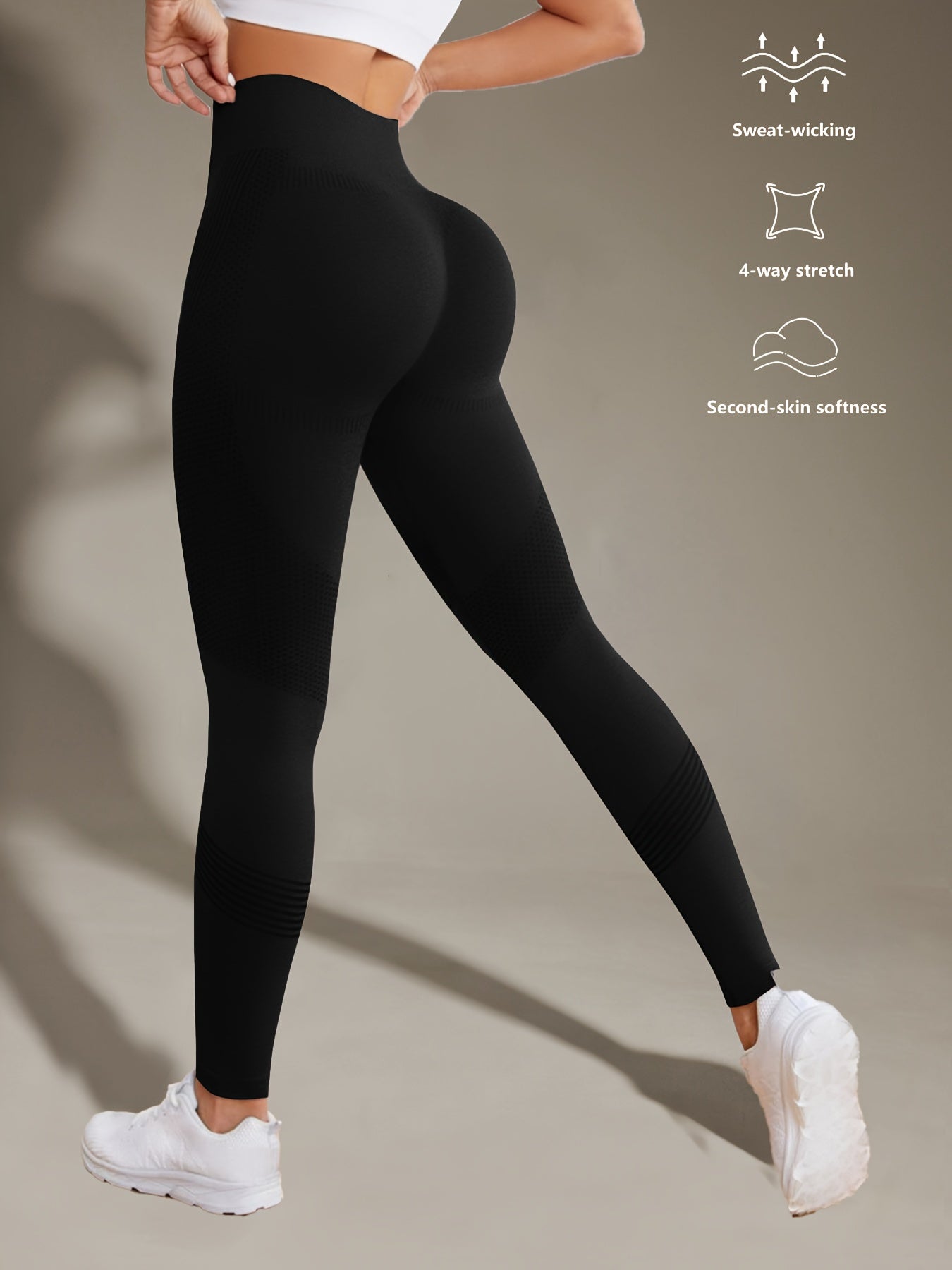 - Legging taille haute sans couture à séchage rapide et extensible Yoga & Fitness -