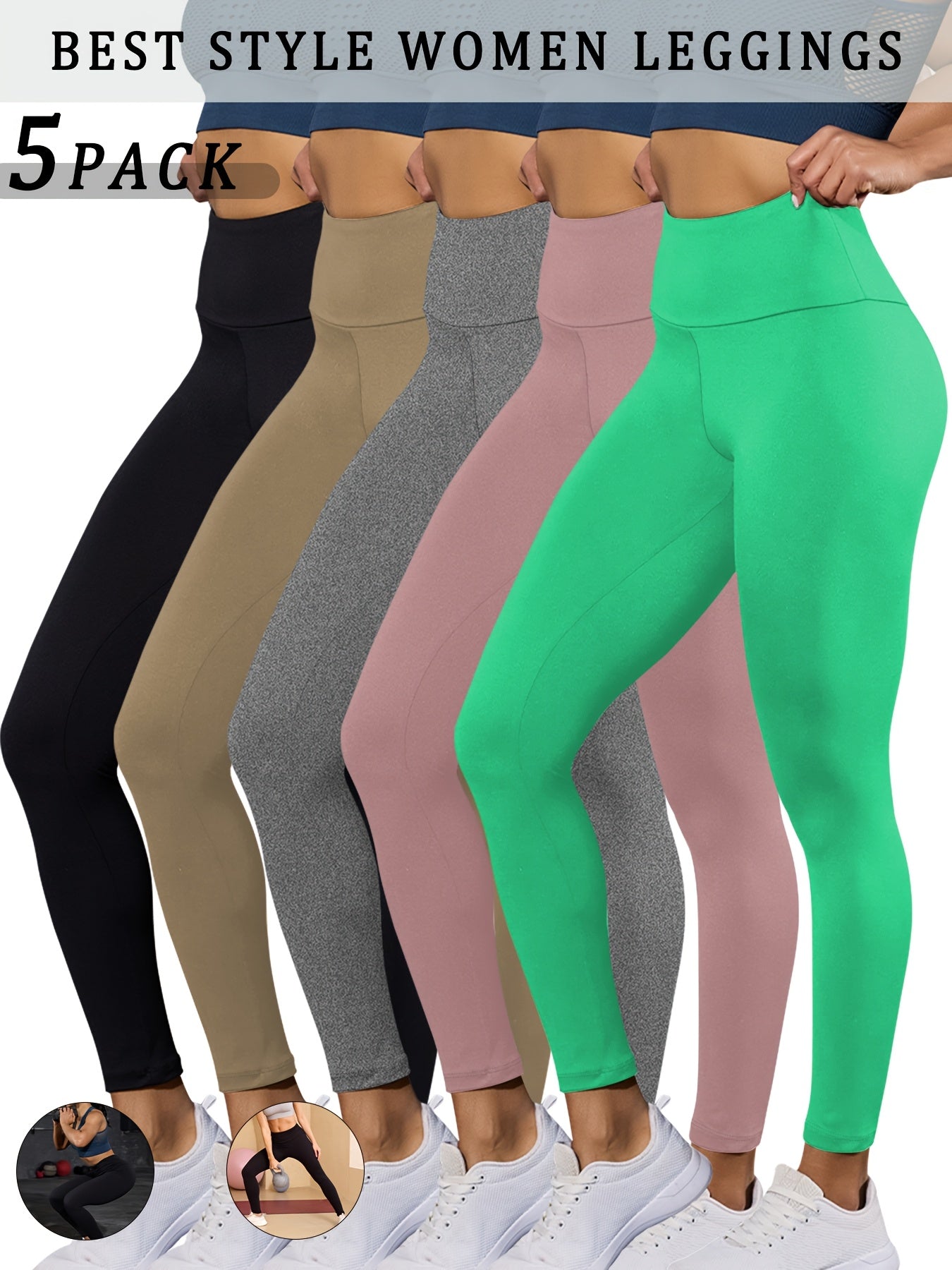 - Ensemble de 5 leggings taille haute Yoga & Fitness -