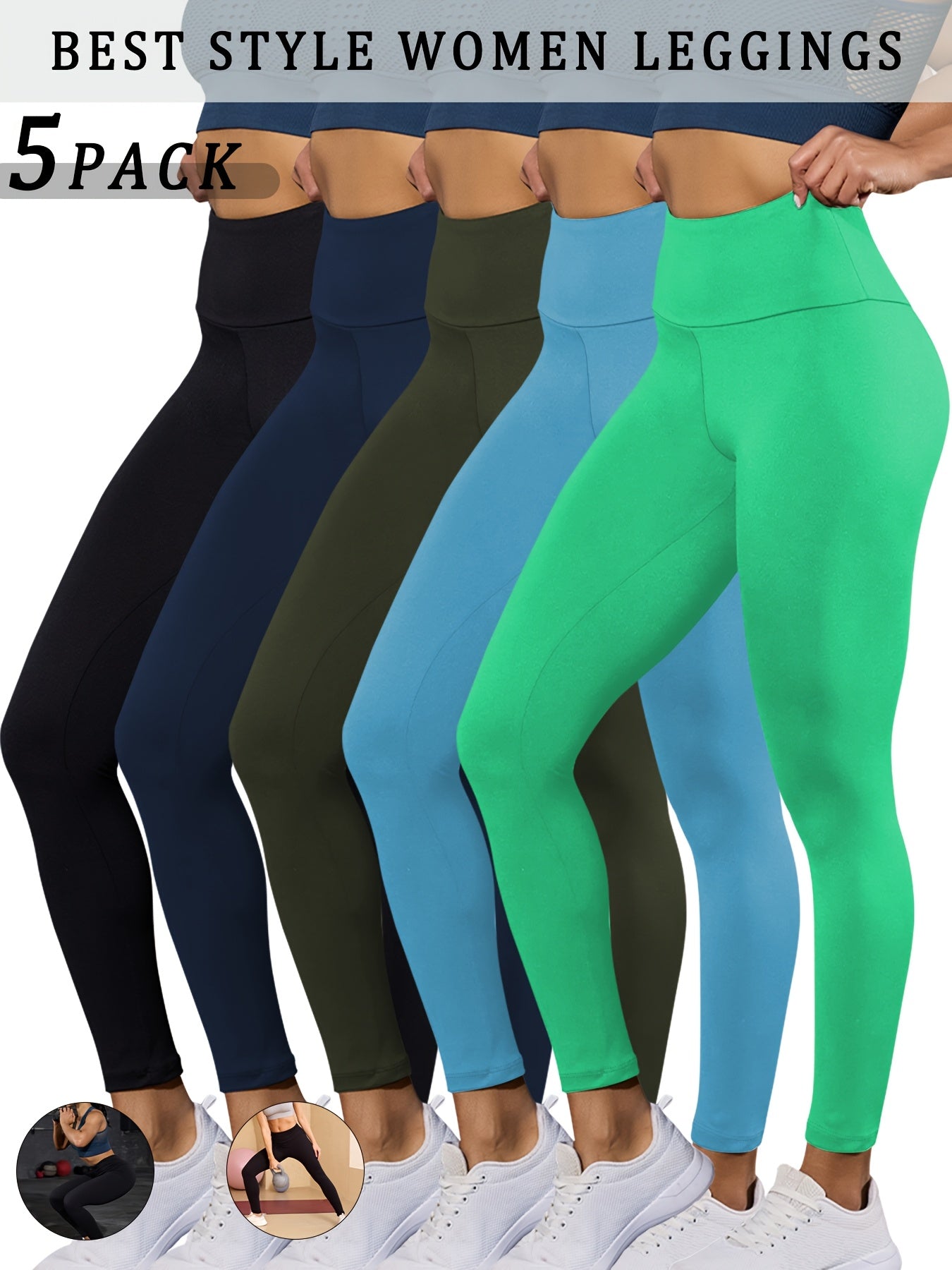 - Ensemble de 5 leggings taille haute Yoga & Fitness -