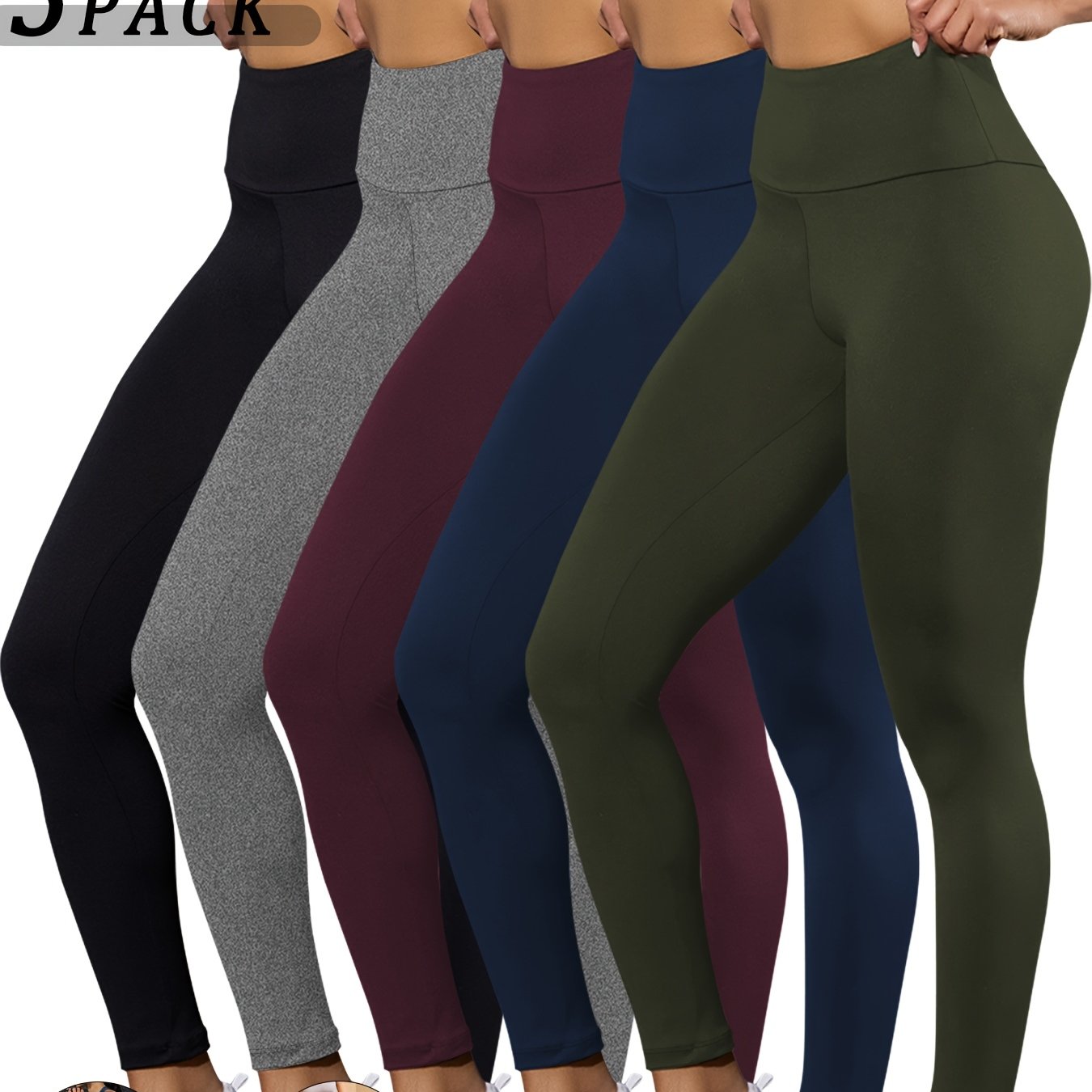 - Ensemble de 5 leggings taille haute Yoga & Fitness -