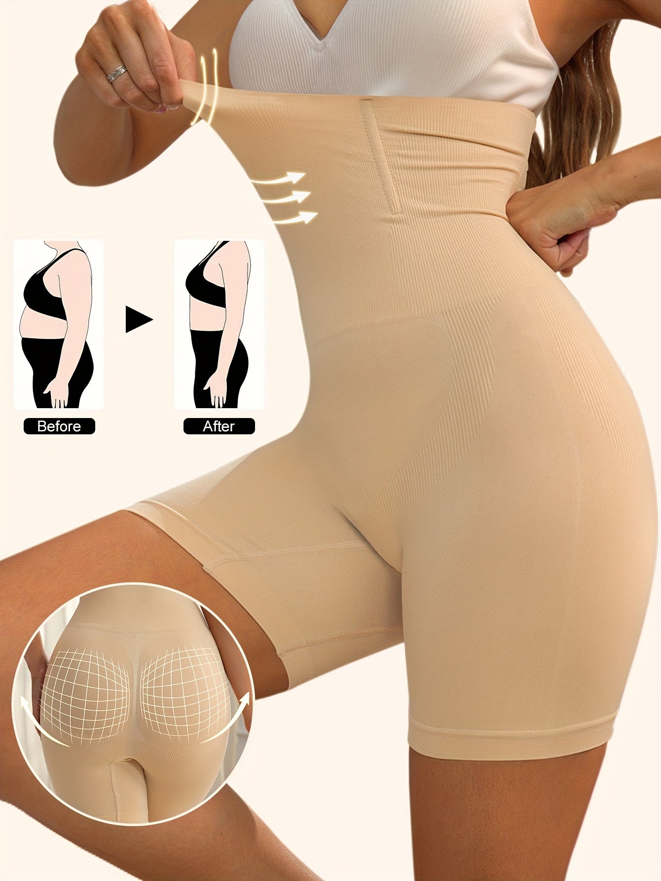 - Short de sport taille haute avec contrôle du ventre pour fitness & yoga -