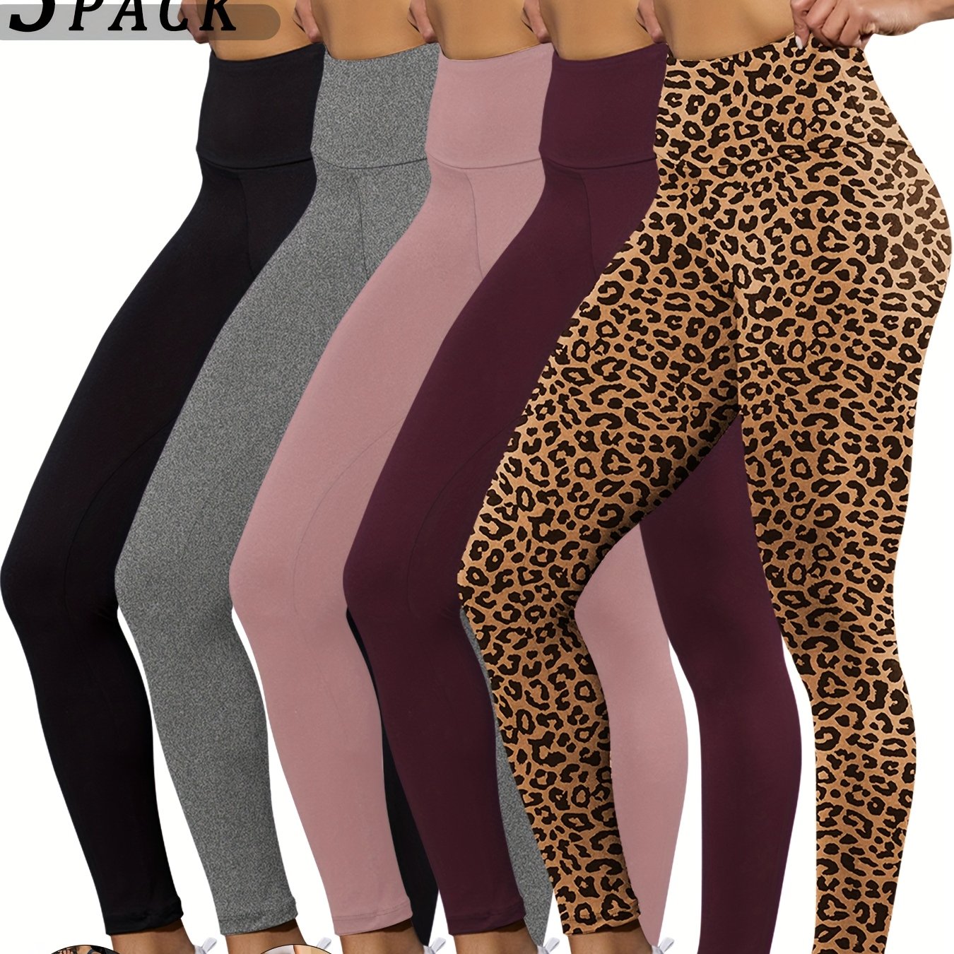 - Ensemble de 5 leggings taille haute Yoga & Fitness -