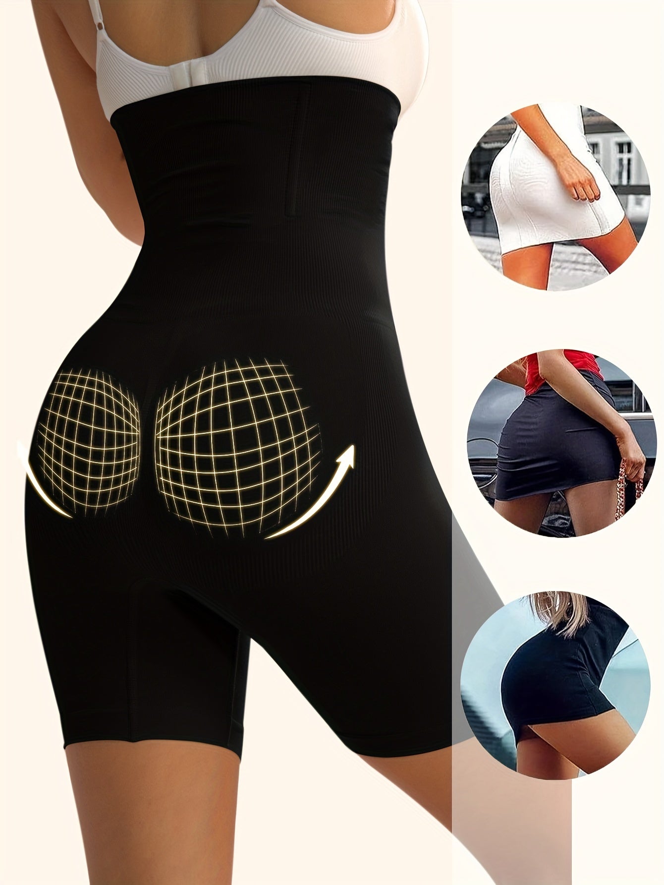 - Short de sport taille haute avec contrôle du ventre pour fitness & yoga -