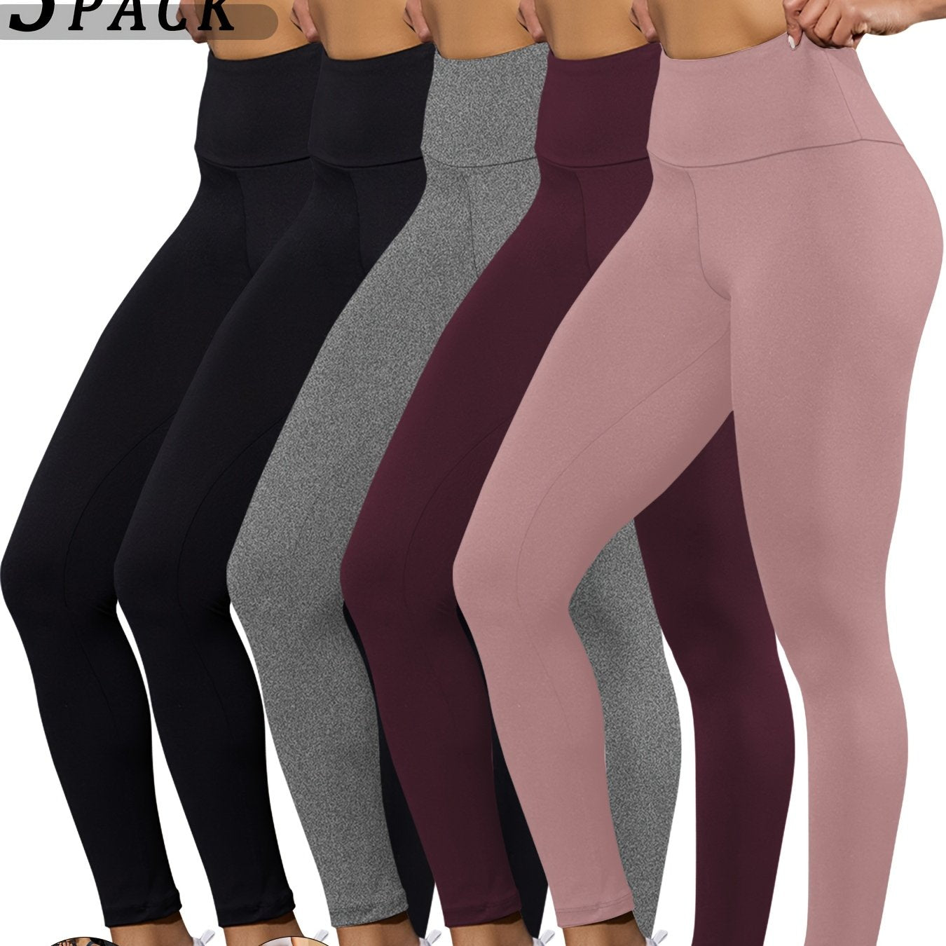 - Ensemble de 5 leggings taille haute Yoga & Fitness -