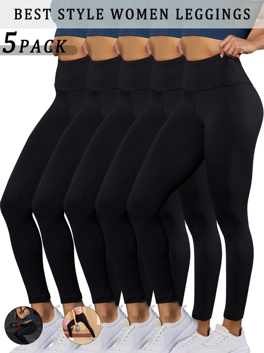 - Ensemble de 5 leggings taille haute Yoga & Fitness -