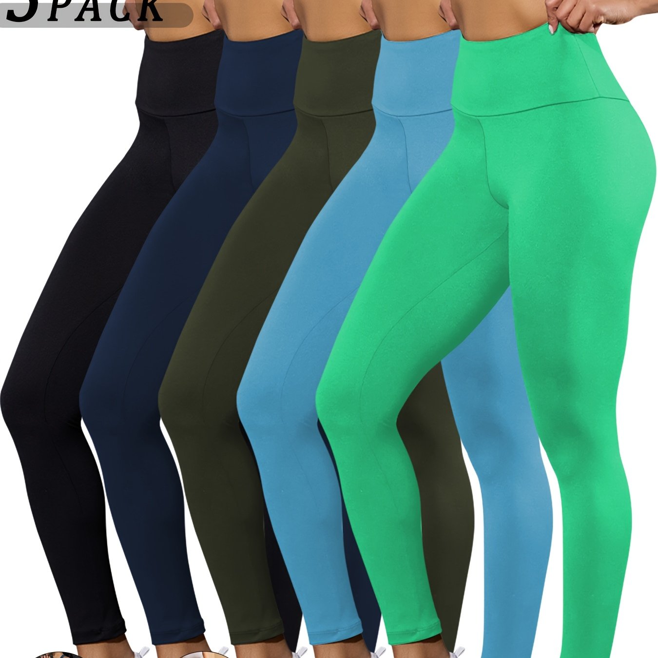 - Ensemble de 5 leggings taille haute Yoga & Fitness -