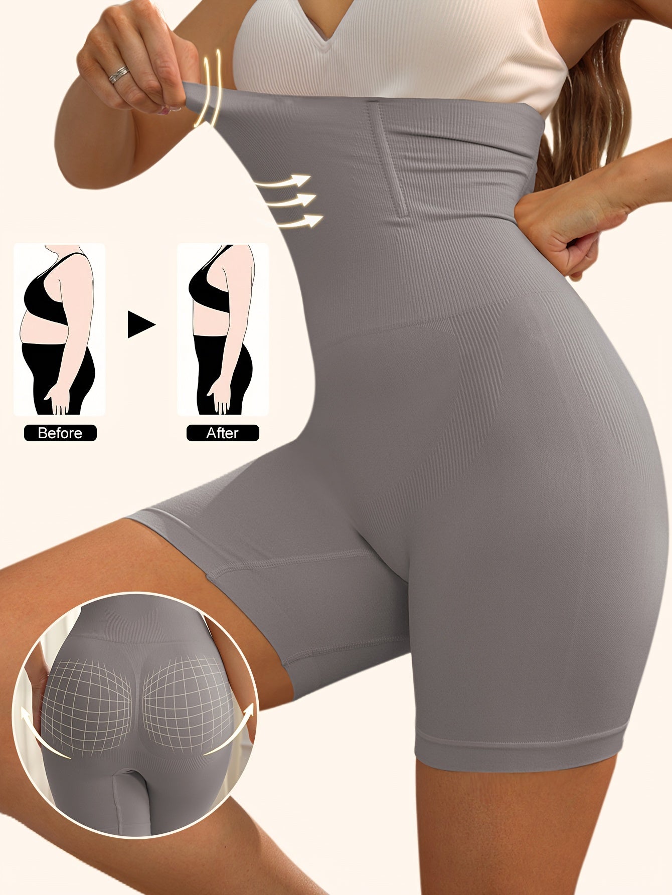 - Short de sport taille haute avec contrôle du ventre pour fitness & yoga -