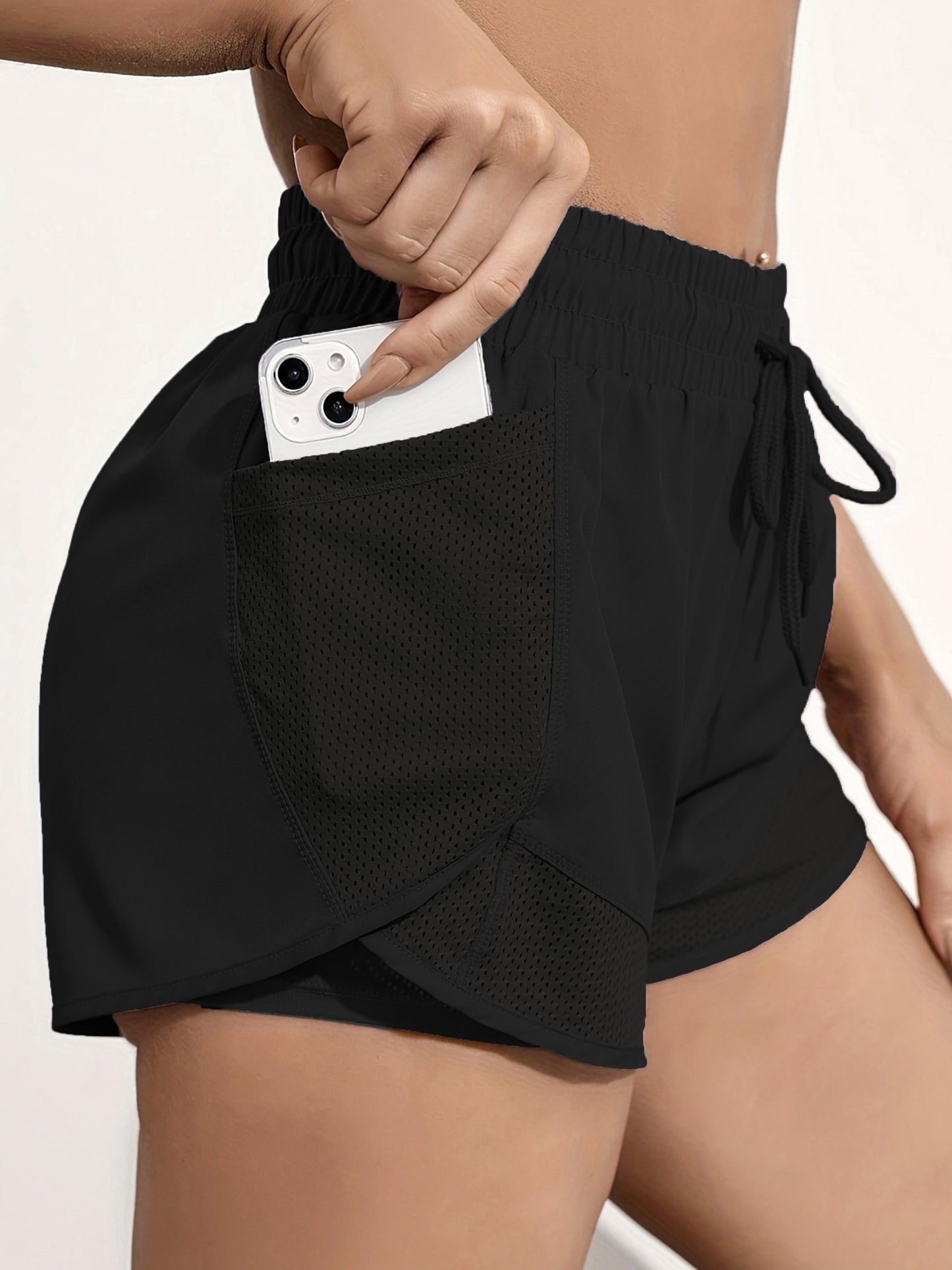 - Short 2 en 1 avec poche et tissu à séchage rapide Yoga & Fitness -