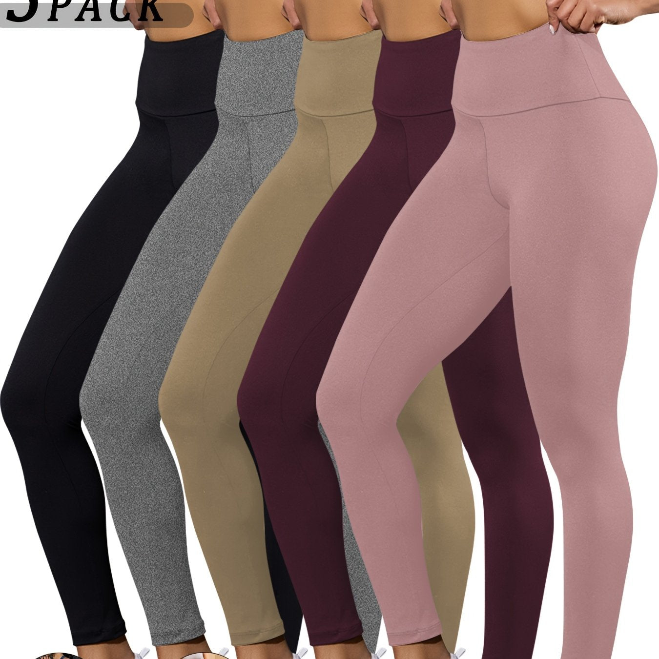 - Ensemble de 5 leggings taille haute Yoga & Fitness -